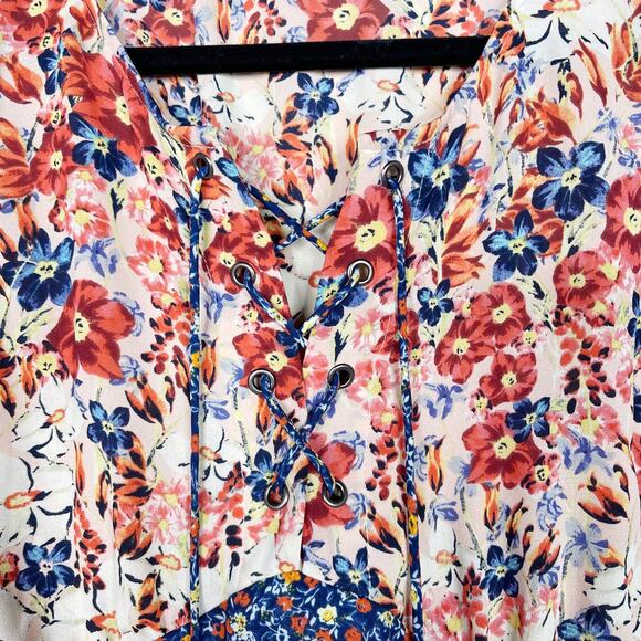 Anthropologie HD in Paris 0 Palo Alto Floral Blouse Floral Patchwork Tie Front - Picture 6 of 12